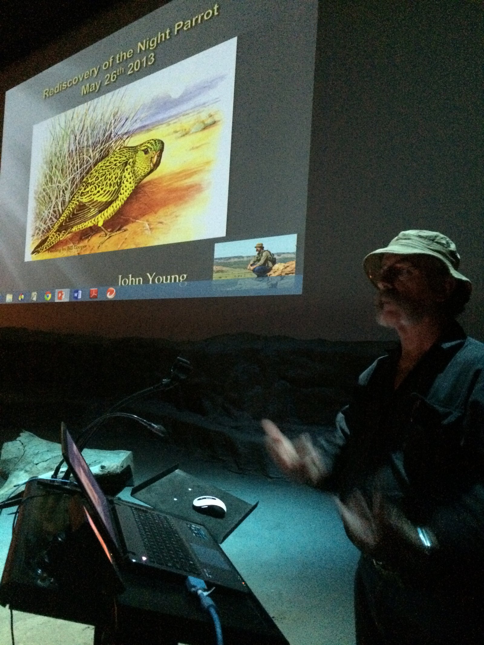 John Young holding court at Alice Springs Desert Park in October 2014.